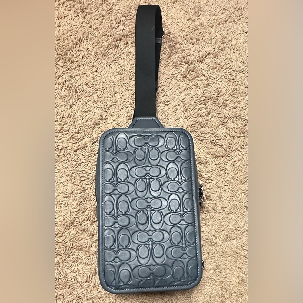 Gray Embossed Crossbody Bag